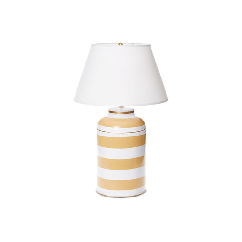 Dana Gibson Taupe Stripe Tea Caddy Lamp, Large