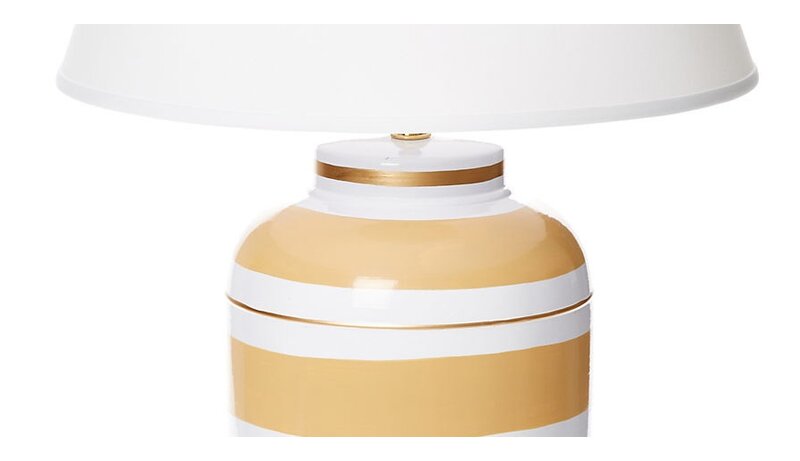 Dana Gibson Taupe Stripe Tea Caddy Lamp, Large