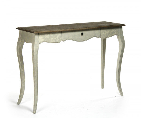 Zentique Rosa Console Reclaimed Top, Distressed White Base