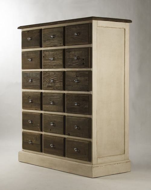 Zentique Gabriel Chest Reclaimed Top/Drawers, Distressed Off White Base