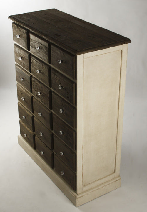 Zentique Gabriel Chest Reclaimed Top/Drawers, Distressed Off White Base