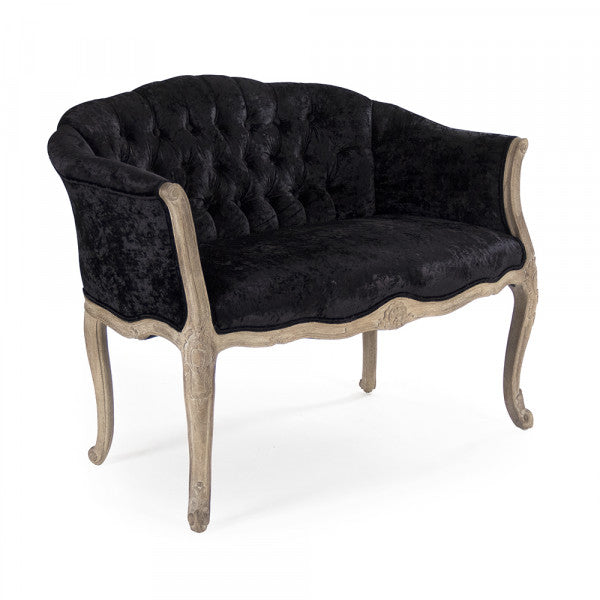 Zentique Aadi 2 Seater Chair Black Crushed Black Velvet