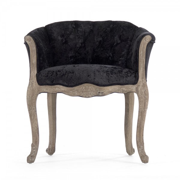 Zentique Aadi Single Seater Chair Crushed Black Velvet