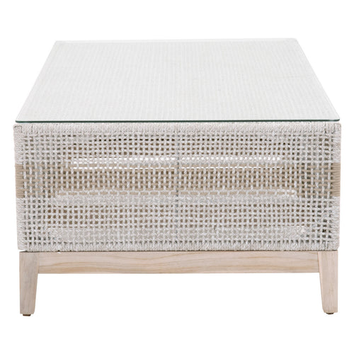 Essentials for Living Tapestry Outdoor Coffee Table in Taupe & White Rope and Gray Teak