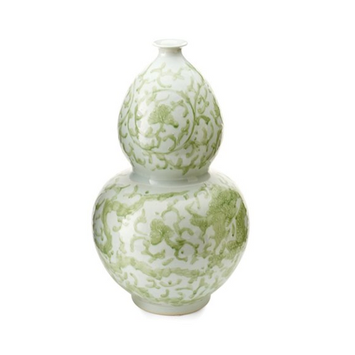 Celadon Dragon Lotus Gourd Vase by Legend of Asia
