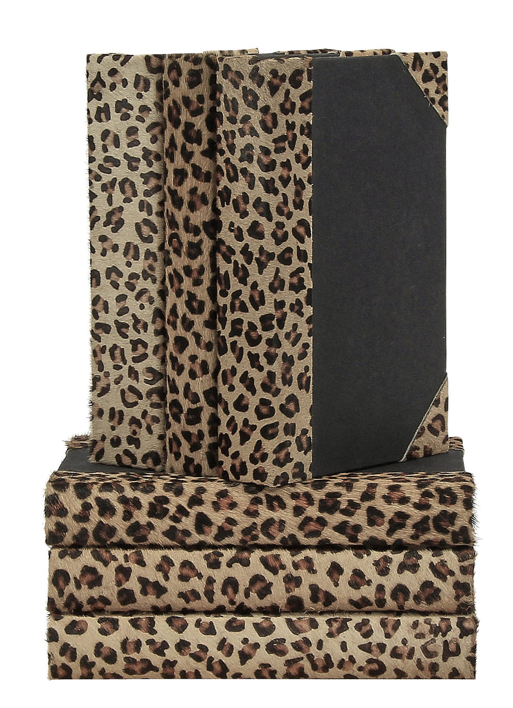 Cheetah Hide Decorative Books, Set of 6