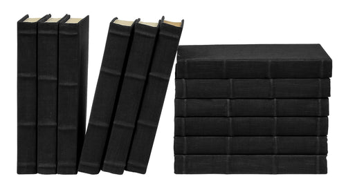 Linen Bound Decorative Books in Black by E Lawrence, Set of 12