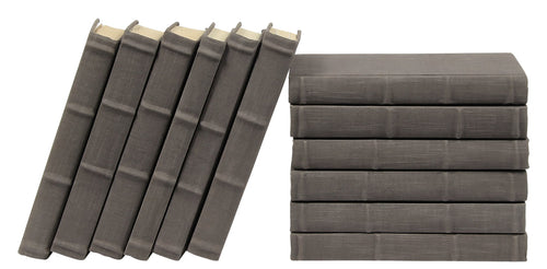 Linen Bound Decorative Books in Charcoal Gray by E Lawrence, Set of 12