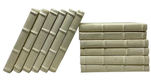 Linen Bound Decorative Books in Ivory by E Lawrence, Set of 12