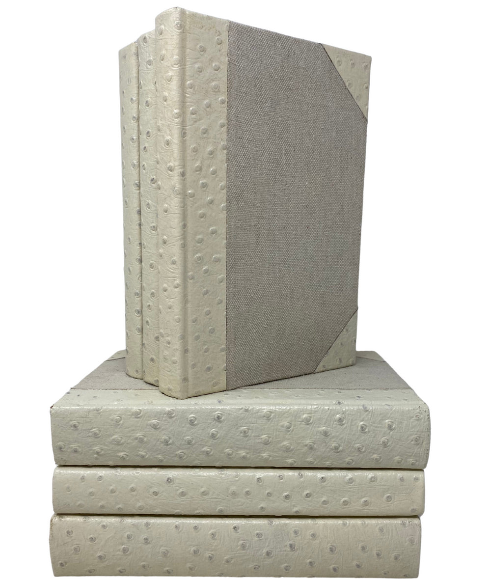 Ivory Ostrich Decorative Books by E Lawrence, Set of 6