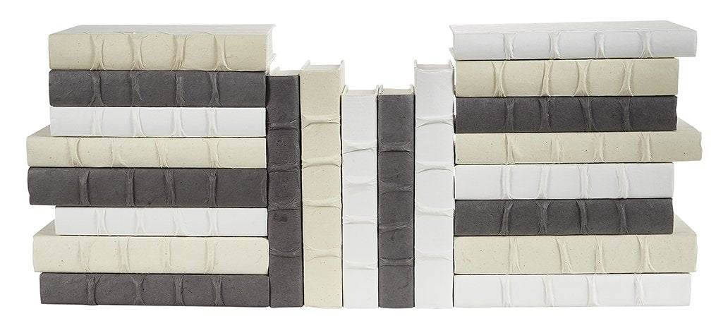 E Lawrence Set of 21 Decorative Books in White, Gray & Natural
