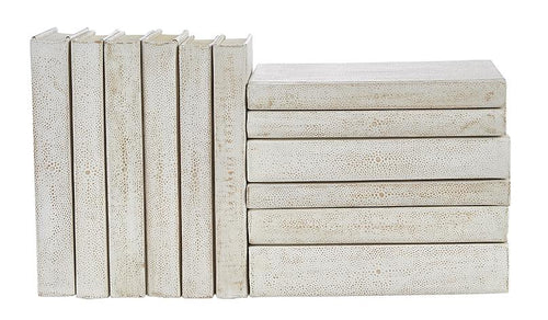 E Lawrence 12 Vol. Set of White Shagreen Bound Decorative Books