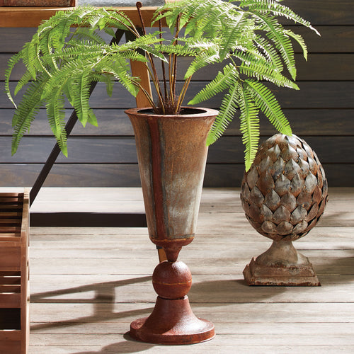 Weathered Metal Tapered Cone Urn