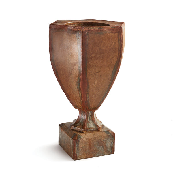 Weathered Metal Tapered Square Urn