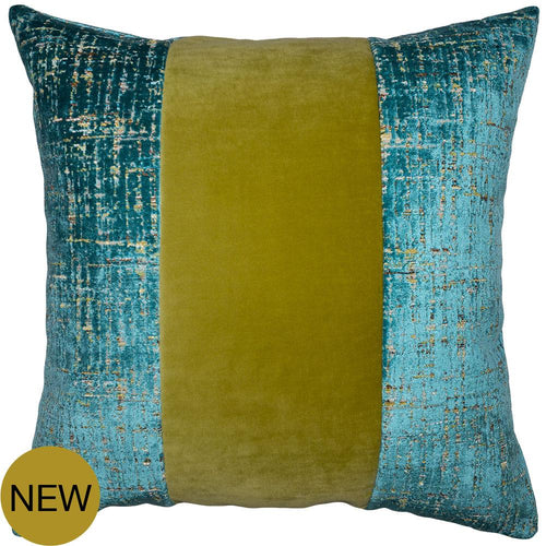 Vagabond Teal Wasabi Band Pillow by Square Feathers