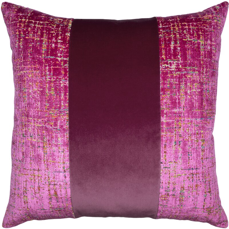 Vagabond Fuchsia Shrimp Band Pillow by Square Feathers