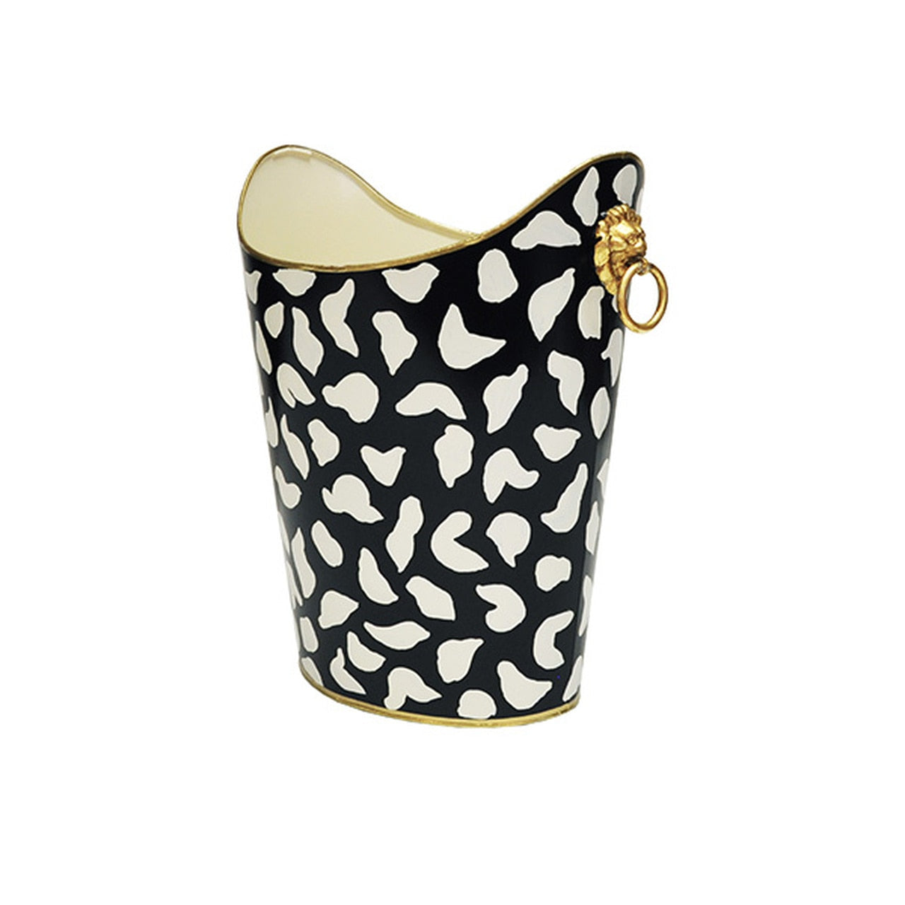 Worlds Away Wastebasket with Gold Lion Handles