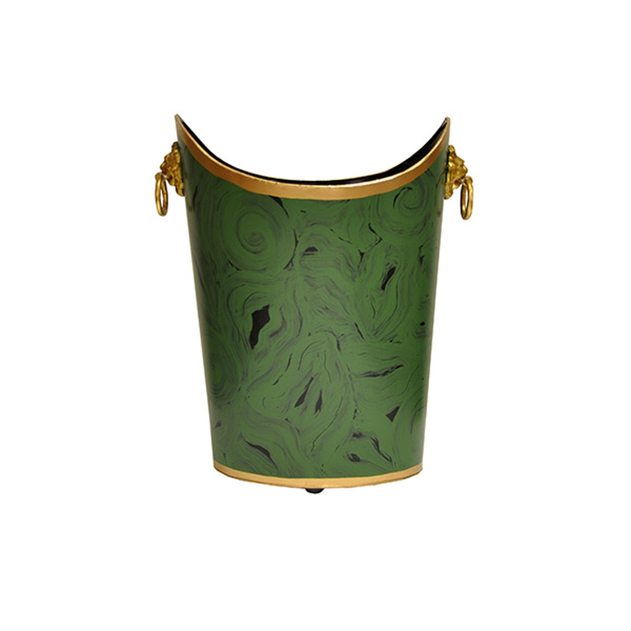 Worlds Away Wastebasket in Malachite