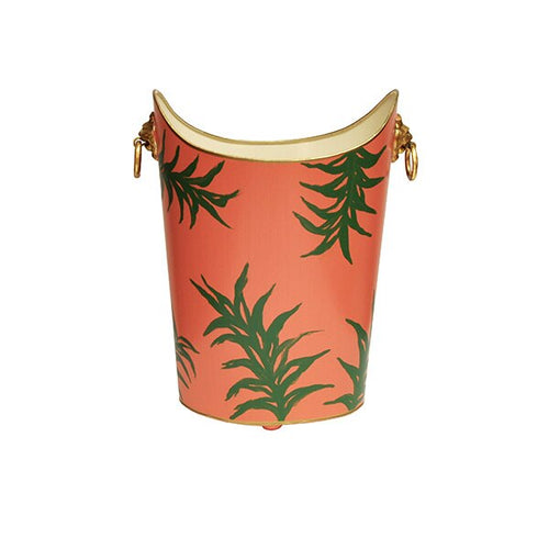 Worlds Away Wastebasket with Gold Lion Handles