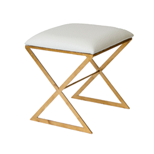 Worlds Away X Side Stool, Gold