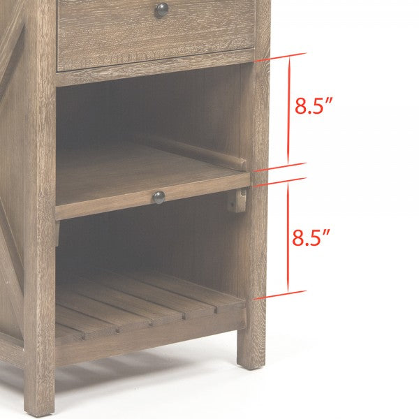 Zentique Jamie Kitchen Island Brown Limed Oak