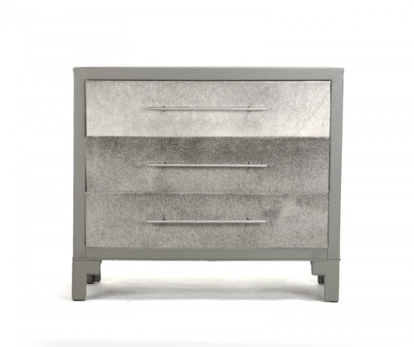 Zentique Charlot Dresser Grey Vinyl/Grey Cowhide