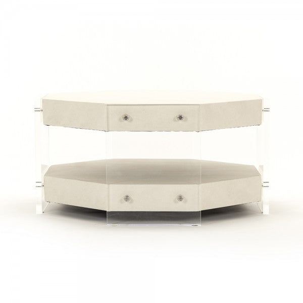 Zentique Acel Octagon Coffee Table Teton Arctic White White Vinyl