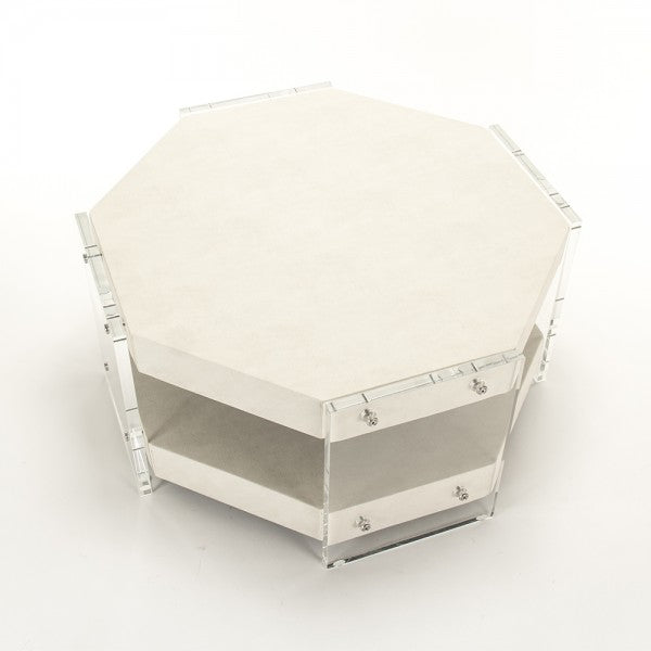 Zentique Acel Octagon Coffee Table Teton Arctic White White Vinyl