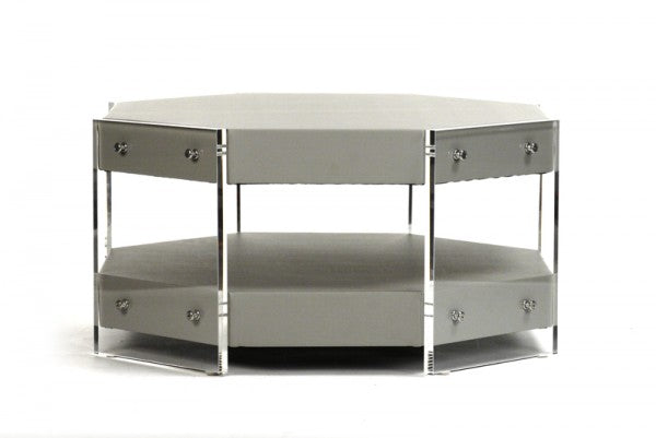 Zentique Acel Acrylic Coffee Table Grey Vinyl