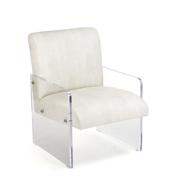 Zentique Emile Acrylic Chair White Vinyl