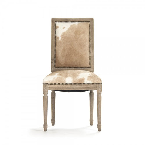 Zentique Quenton Side Chair Tan/White Spotted Cowhide