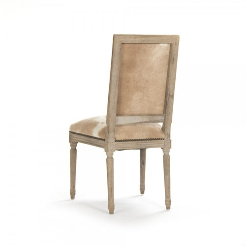 Zentique Quenton Side Chair Tan/White Spotted Cowhide