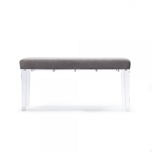 Zentique Emma Acrylic Bench Grey Velvet