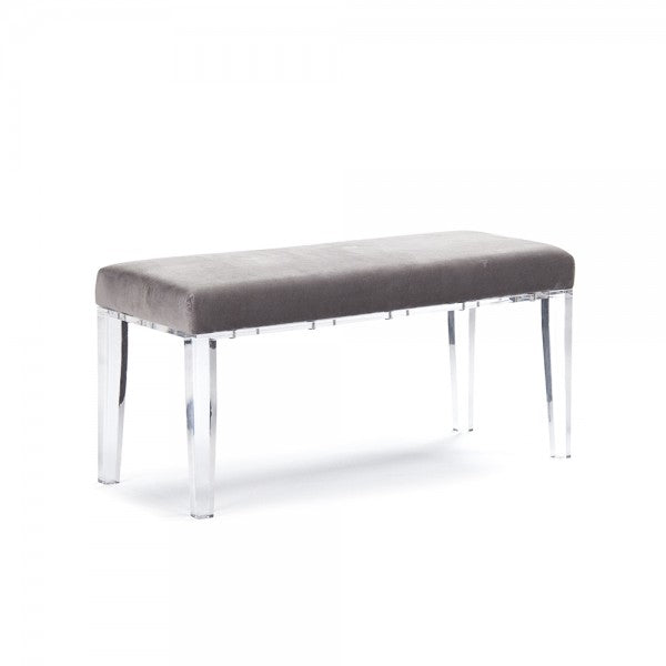 Zentique Emma Acrylic Bench Grey Velvet