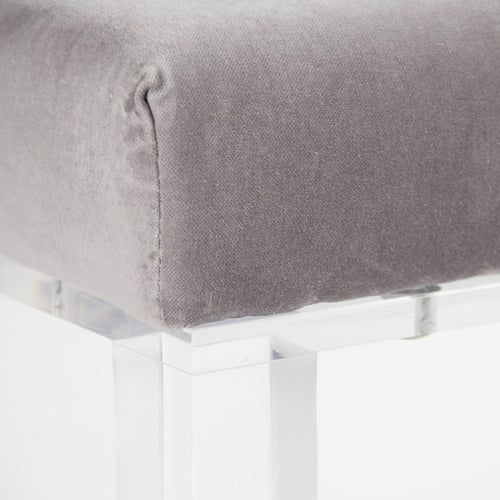 Zentique Emma Acrylic Bench Grey Velvet