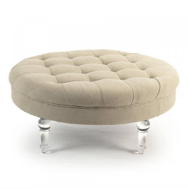 Zentique Round Adalene Ottoman Acrylic Legs