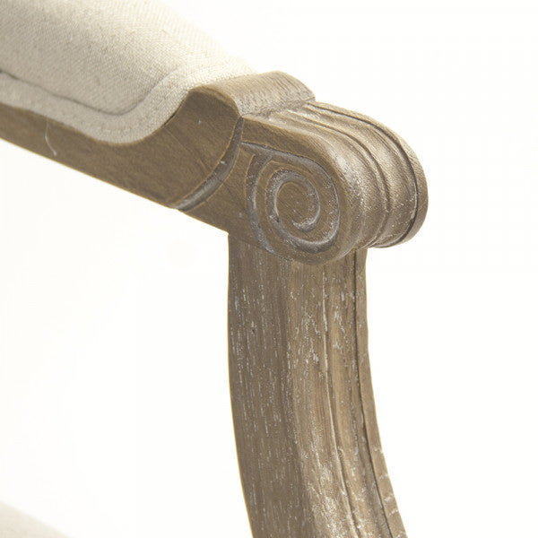 Zentique Louis Cane Back Bench Natural Linen