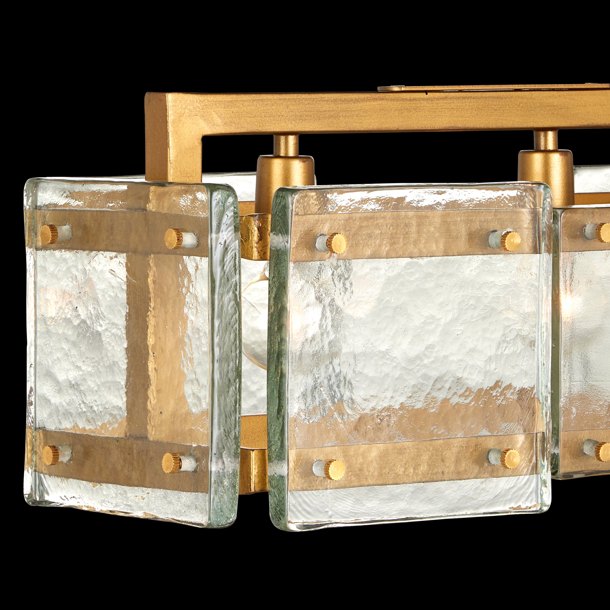 Currey & Company Countervail 39.5" Cast Glass 6 Light Rectangular Chandelier