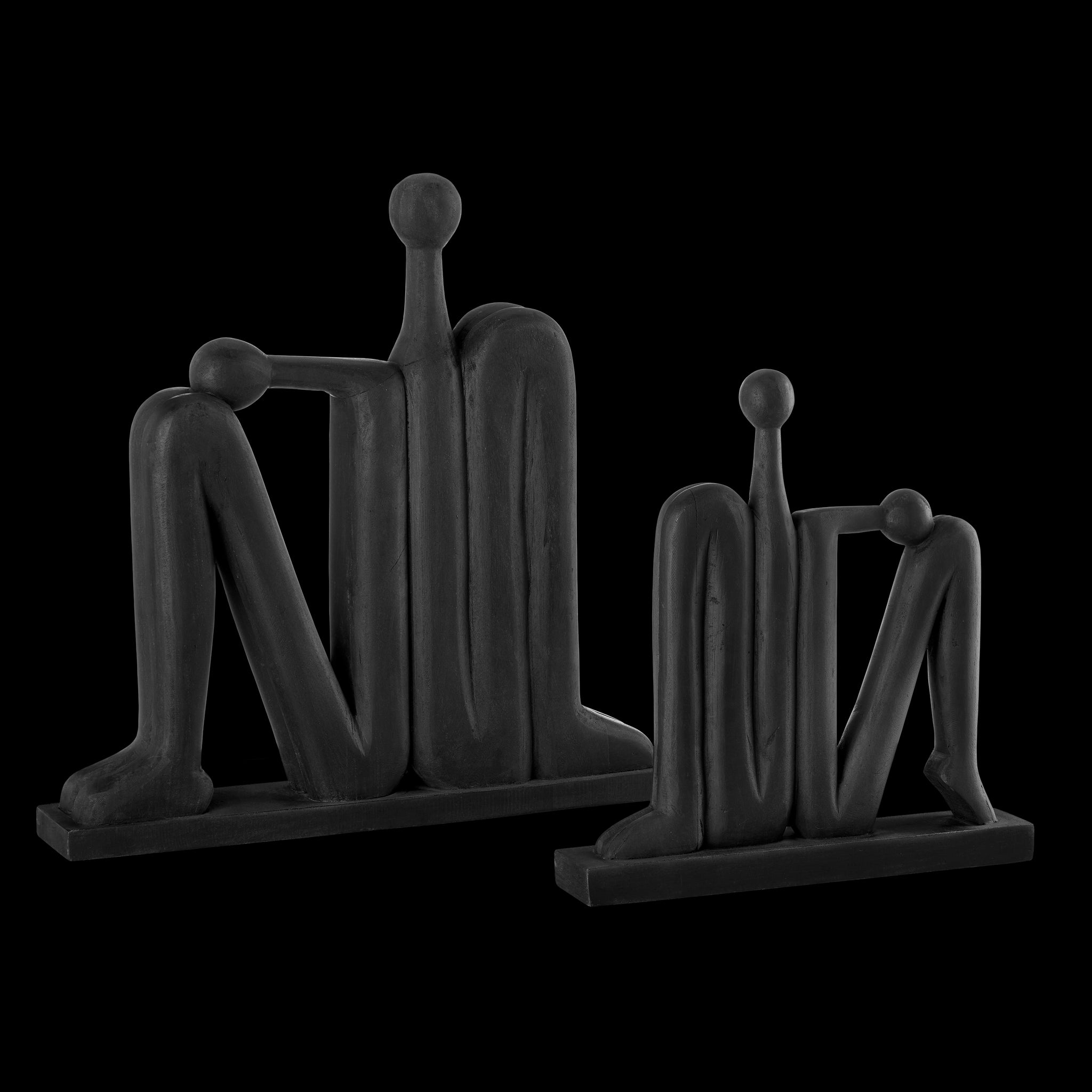 Currey & Company Abstract Wood Figure Set Of 2