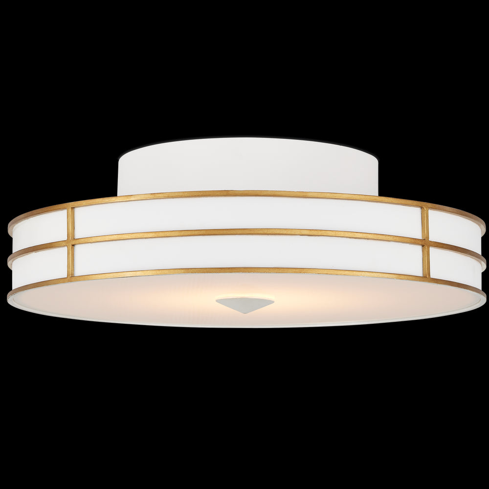 Currey & Company Fielding 24" White 1 Light Led Flush Mount