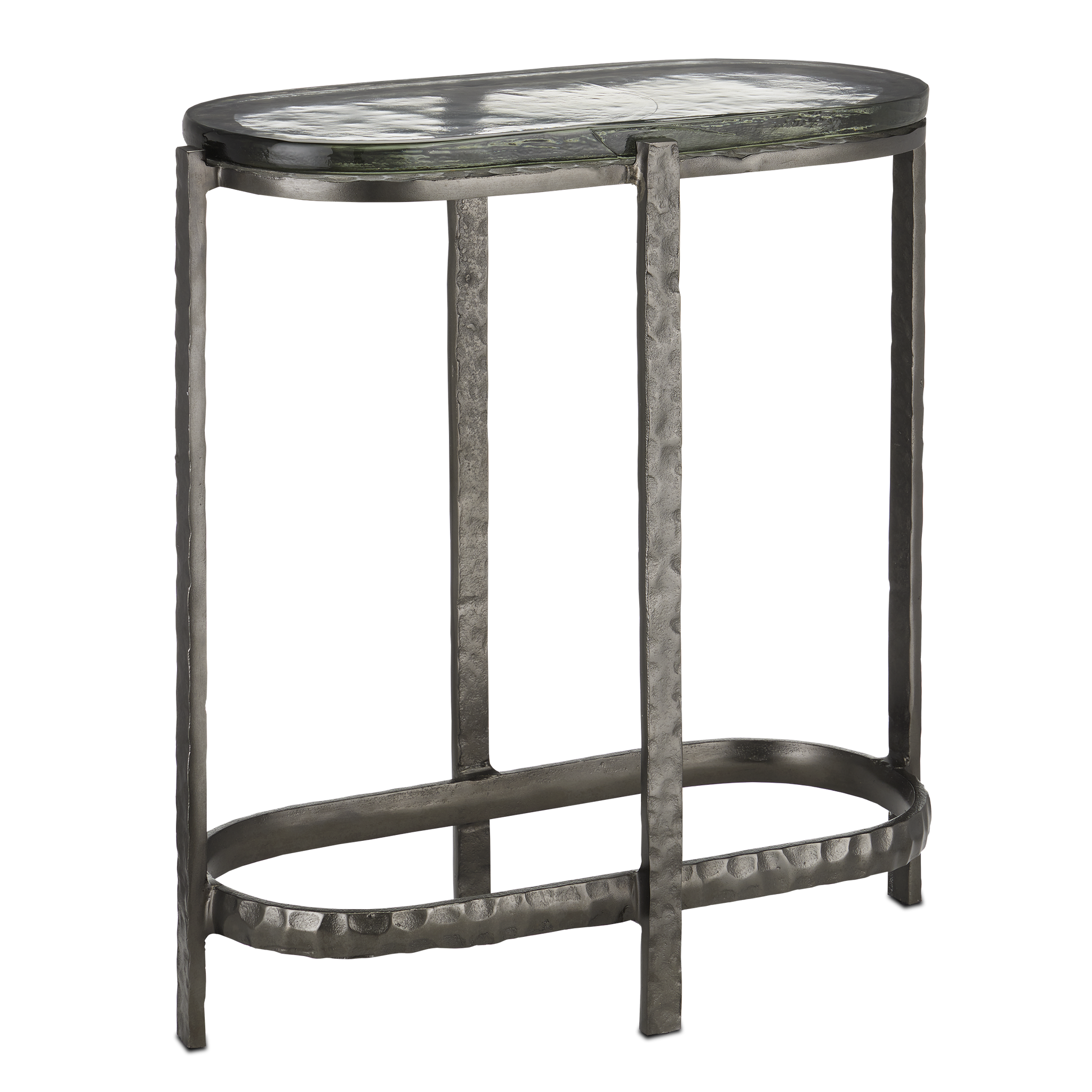 Currey & Company 21" Acea Graphite Side Table With Cast Glass