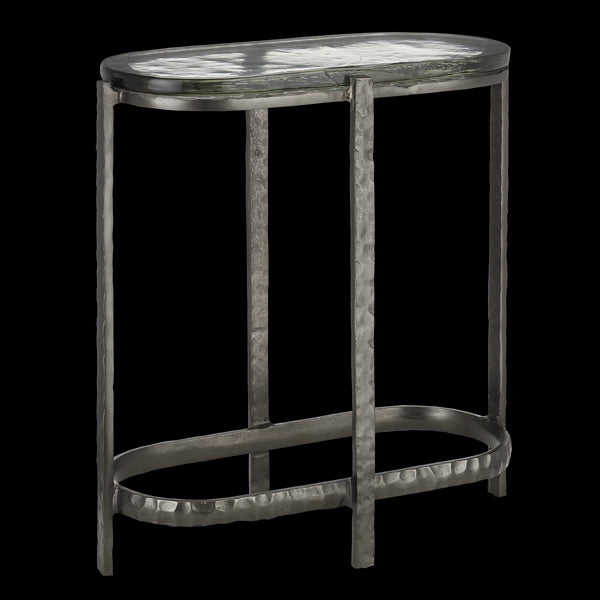 Currey & Company 21" Acea Graphite Side Table With Cast Glass