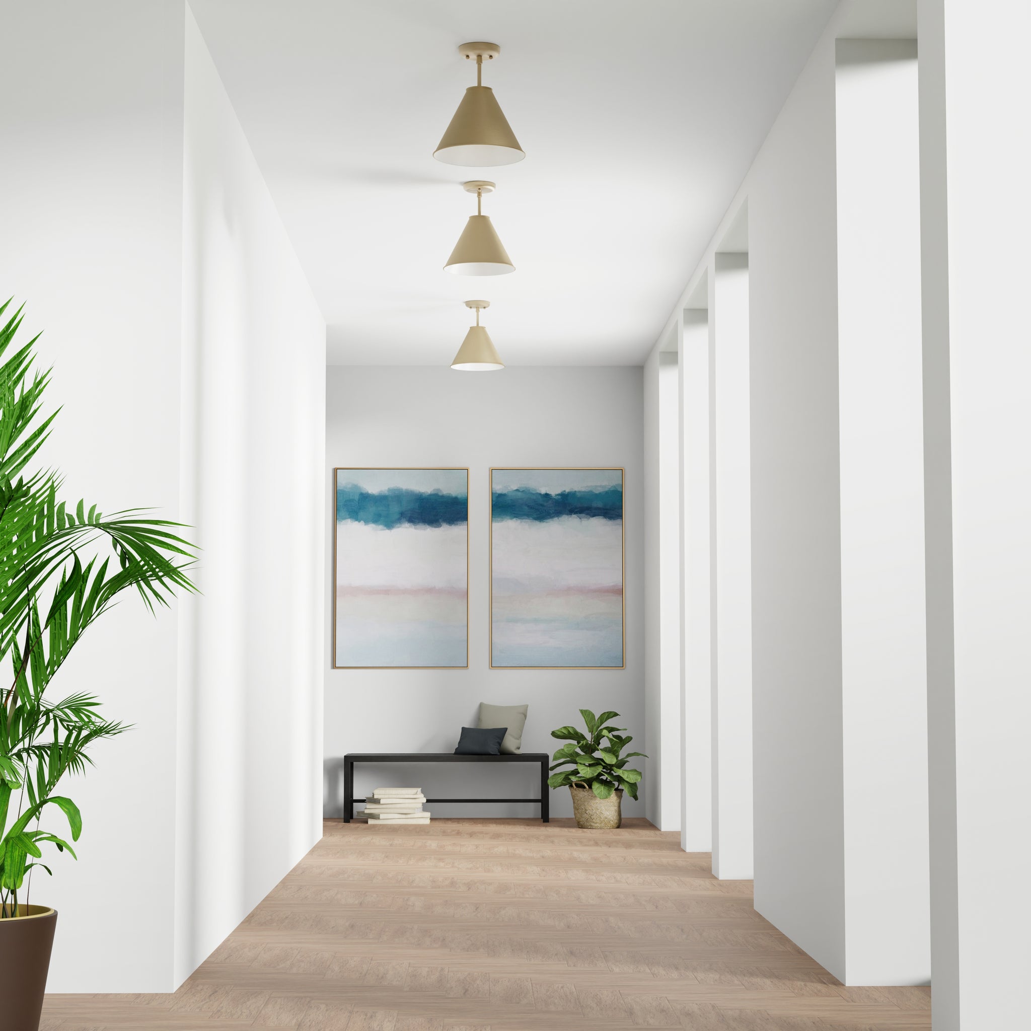 Lumanity Lincoln Tapered Metal 11" Antique Brass Semi Flush Mount Ceiling Light