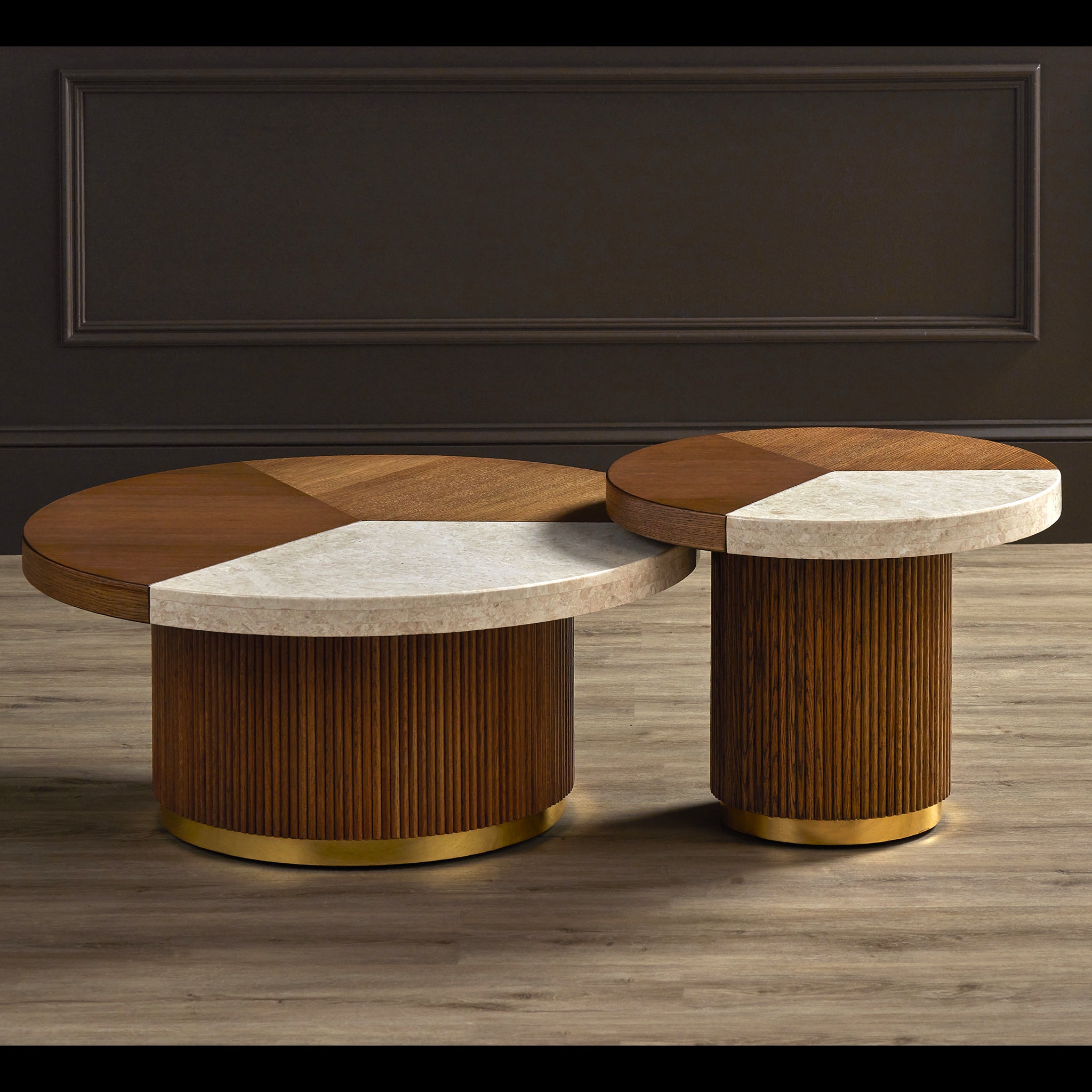 Currey & Company 15.5" Dakota Crema Marfil Marble Cocktail Table