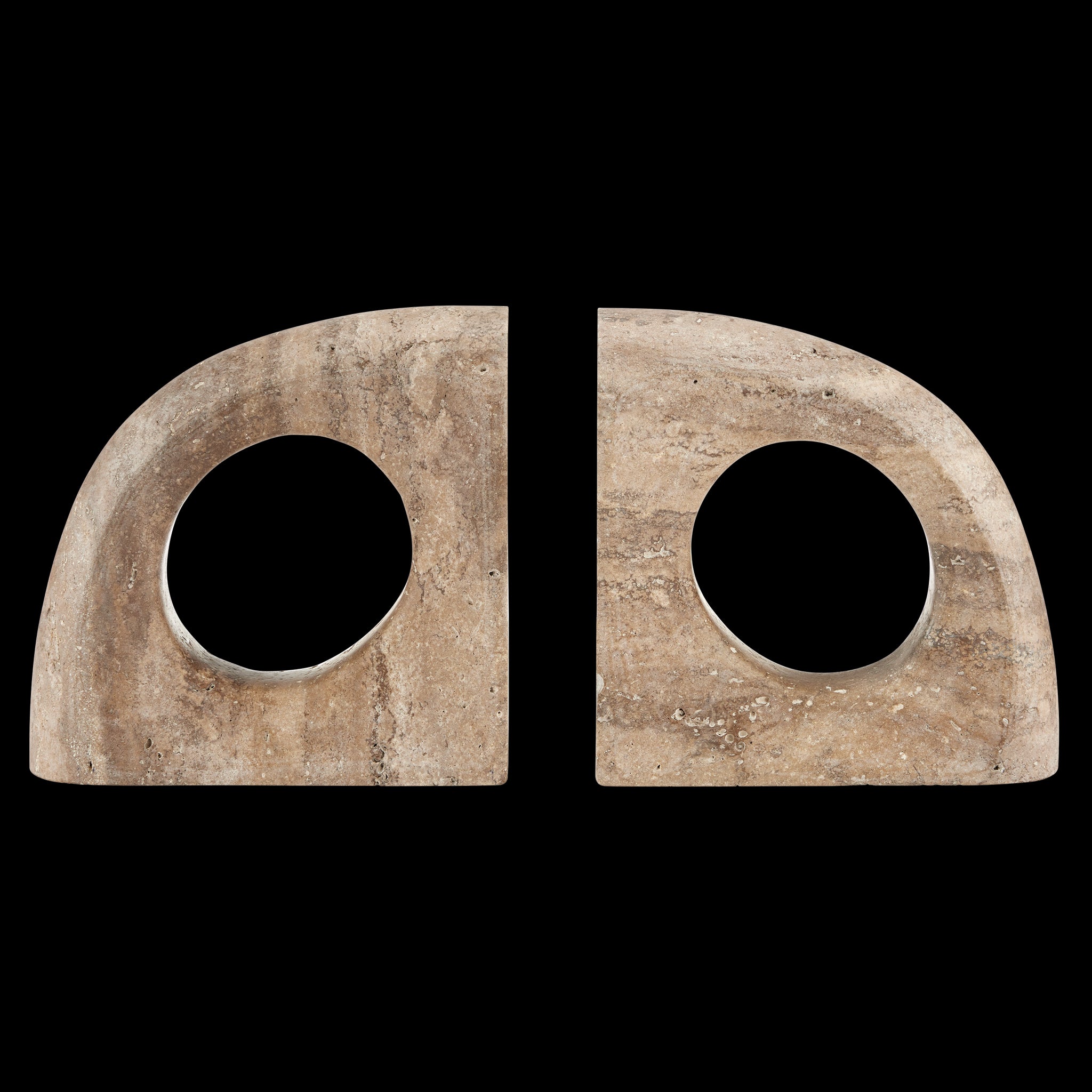 Currey & Company Russo Travertine Object Set Of 2