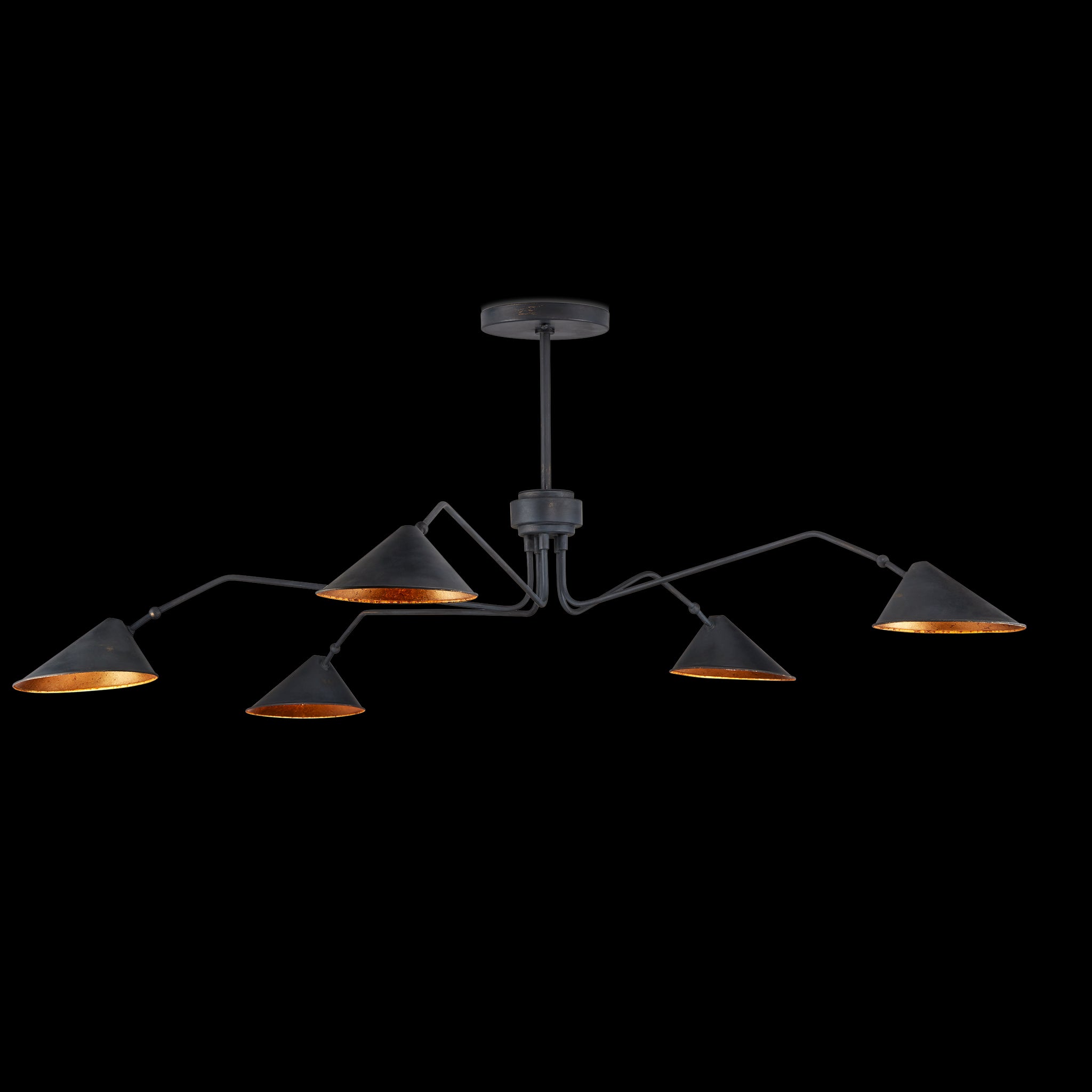 Currey & Company Serpa 81" Black 5 Light Chandelier
