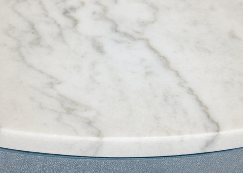 Chelsea House Aqueduct Cocktail Table in Blue Grasscloth and Marble
