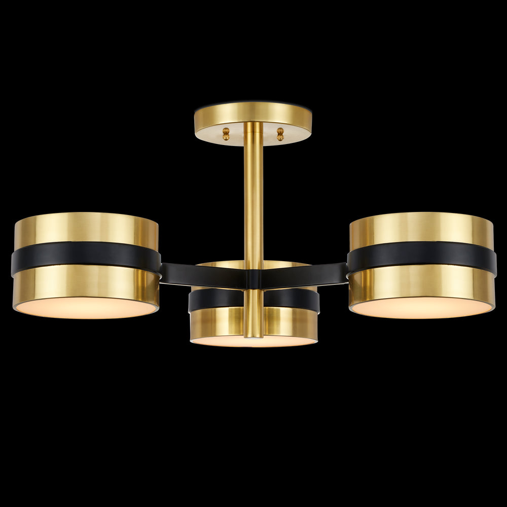 Currey & Company Heybrook 26" Brass 3 Light Led Semi Flush Mount