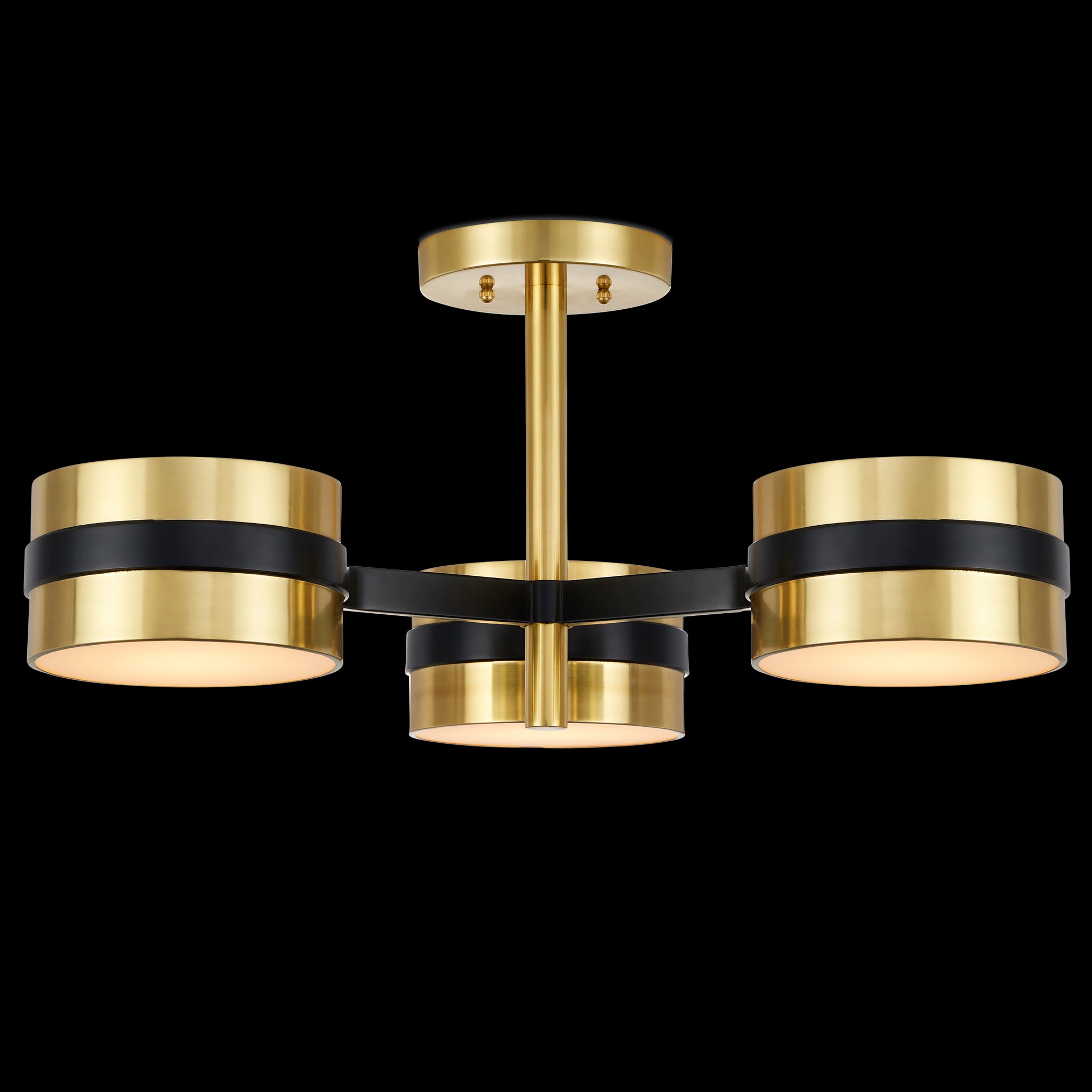 Currey & Company Heybrook 26" Brass 3 Light Led Semi Flush Mount