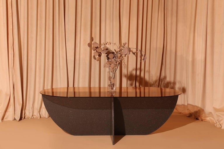 Aurora Coffee Table, Black Mosaic & Rose Glass